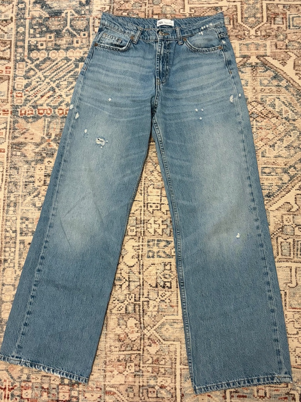 Zara Faded Light Blue Straight Jeans
